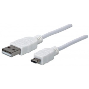 Manhattan  ICOC MUSB-A-010W - Καλώδιο USB 2.0 A αρσ / Micro B αρσ 1m Άσπρο Καλώδια Onetrade